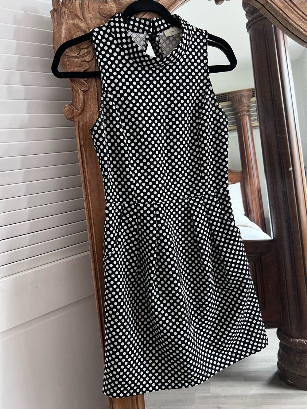 Sugarlips Black and White Polka Dot Sleeveless A line. Fit and Flare Dress